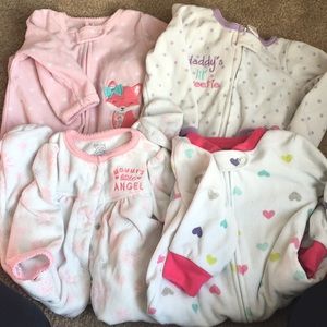 Variety of baby girl footed pajamas all 6 months